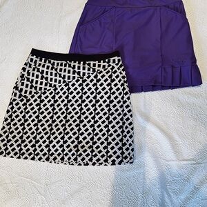 Golf attire Multiples Black and White Pleated Mini Skorts and purple Mini Skorts